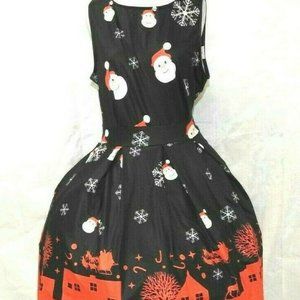 Leo Rosi Womens Christmas Holiday Dress Navy Santa